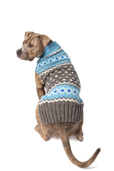 Chilly Dog Light Blue Fairisle Wool Dog Sweater