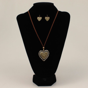 Silver Strike Bronze Heart Necklace Set