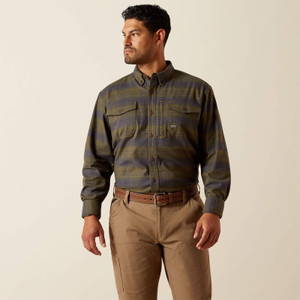 Ariat Men's Rebar Flannel DuraStretch Work Shirt - Burnt Olive