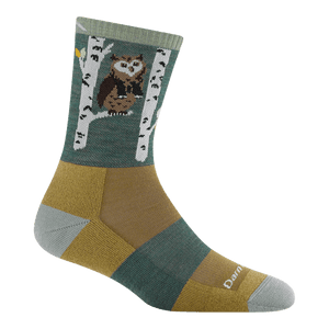 Darn Tough Women's Critter Club Micro Crew Lightweight Hiking Socks - Owl Green