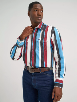 Wrangler Vintage Inspired Long Sleeve Shirt - Classic Fit - Blue Multi
