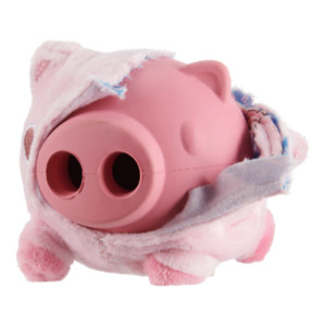 Bark Super Chewer Hambone Pig Pink Rubber Dog Toy