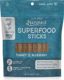 Dog Treat Naturals Superfood Sticks Turkey & Blueberry