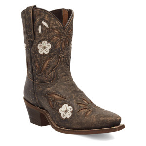 Laredo Women's Wild Petal Snip Toe Leather Bootie - Black