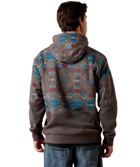 Ariat Men's Color Block Hoodie - Medium Grey Southwest