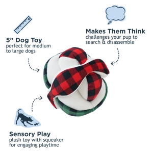 Tall Tails Plaid Ball Plush Puzzle Dog Toy