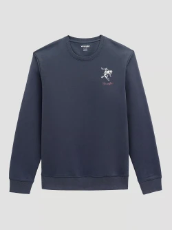 Wrangler Men's Bucking Rider Graphic Fleece Pullover Sweatshirt - Ombre Blue