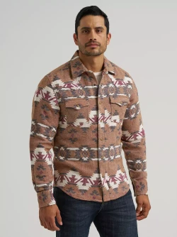 Wrangler Men's Retro Premium Western Snap Jacquard Shirt - Brown Arrowhead