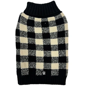 PetRageous Buffalo Check Sweater - Black/Oatmeal
