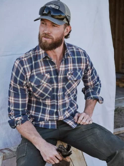 Wrangler Men's Riggs Workwear Flannel Foreman Plaid Work Shirt - Slate Plaid