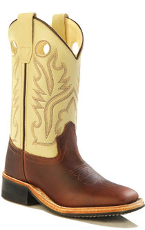 Jama Old West Child Broad Square Toe Cowboy Boots - Rust