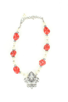 Boot Bling Fleur de Lis Red