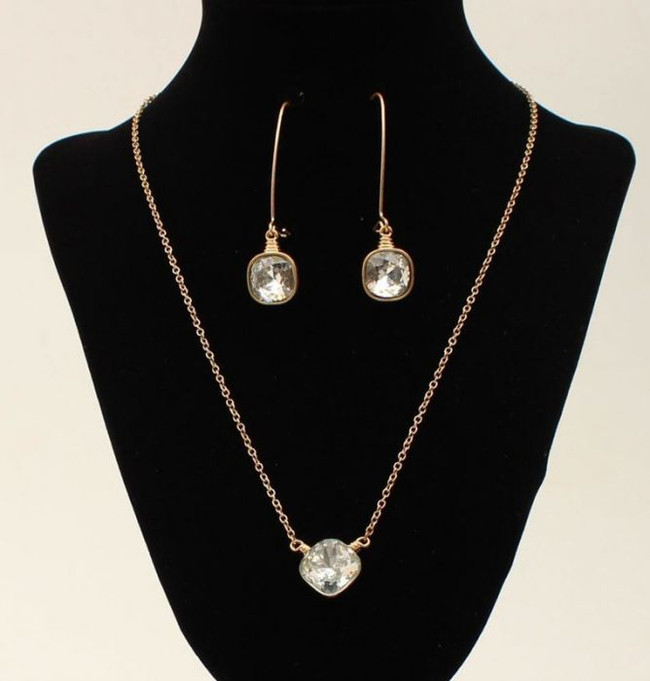 Blazin Roxx Clear Stone Necklace and Earring Set
