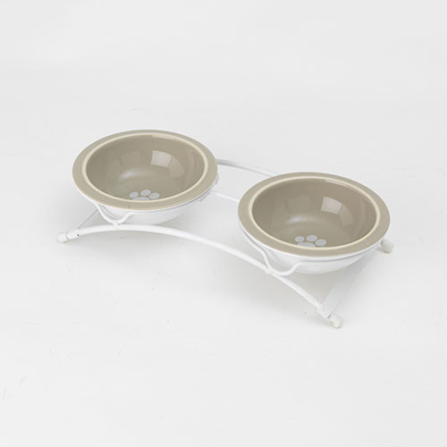Petrageous Toftee's Paws 2.25"H Taupe Diner with (2) 5" Bowls