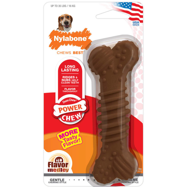 Nylabone Power Chew Textured Dog Bone Chew Toy - Medium