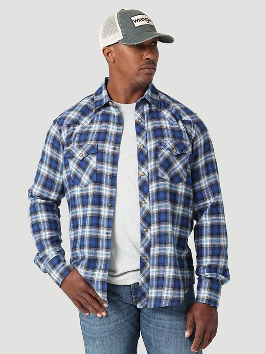 Wrangler  Men's Retro Flannel Modern Fit - Blue