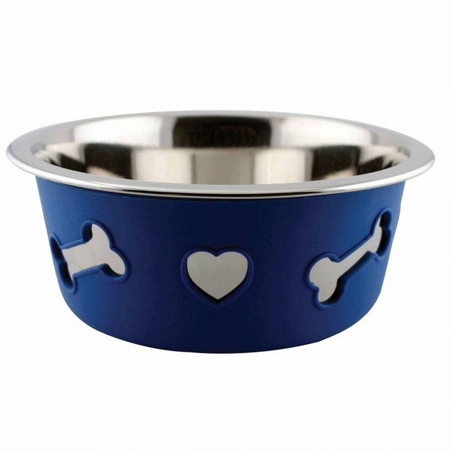 Weatherbeeta Non-Slip Stainless Steel Silicone Bone Dog Bowl - Assorted Colors
