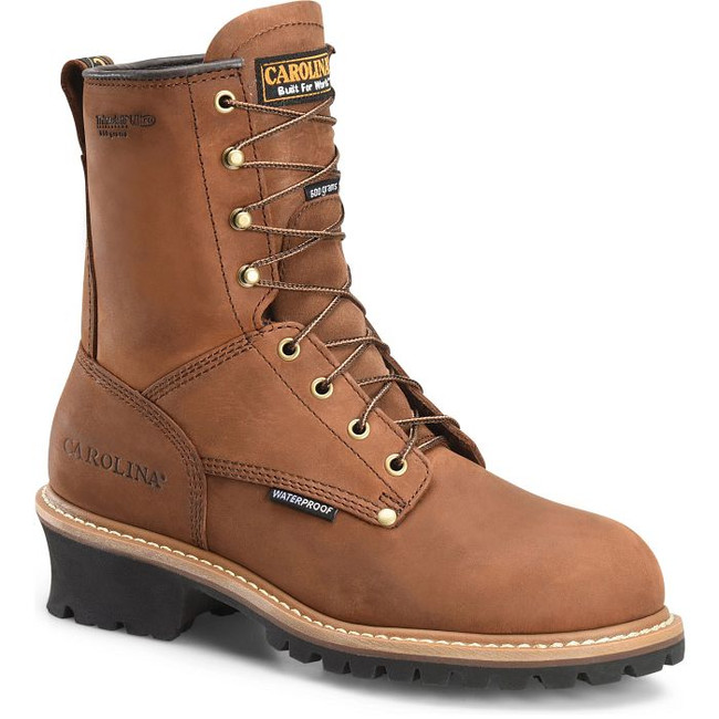 Carolina Men's 8” Waterproof Insulated Logger Work Boots - Brown Carolina Men's 8” Waterproof Insulated Logger Work Boots - Brown