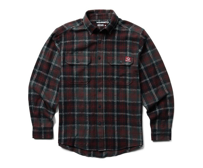 Wolverine Men's Glacier Heavyweight Long Sleeve Flannel - Midnight Black Plaid
