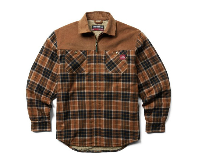Wolverine Men's Marshall II Sherpa Lined Zip Shirt Jacket - Pecan Plaid