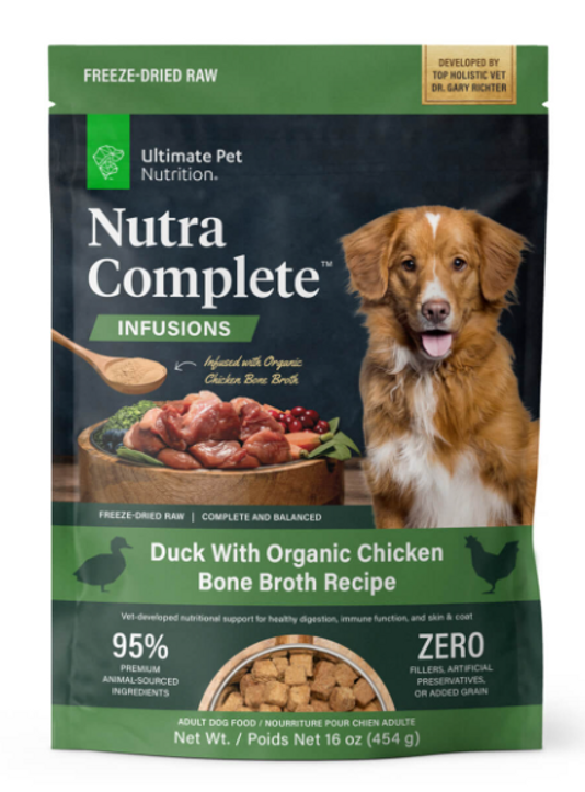 Ultimate Pet Nutrition Nutra Complete Infusions Freeze Dried Duck With Chicken Bone Broth Dog Food