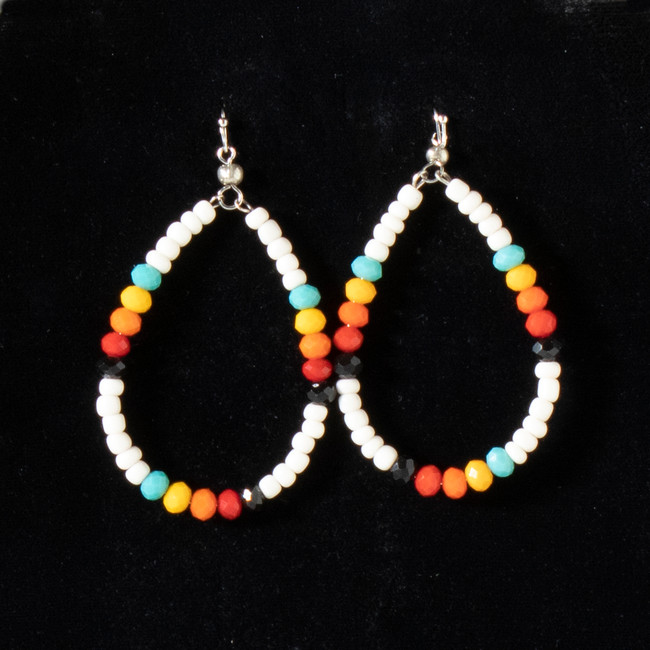 Silver Strike Women's Beaded Oval Hoop Earrings