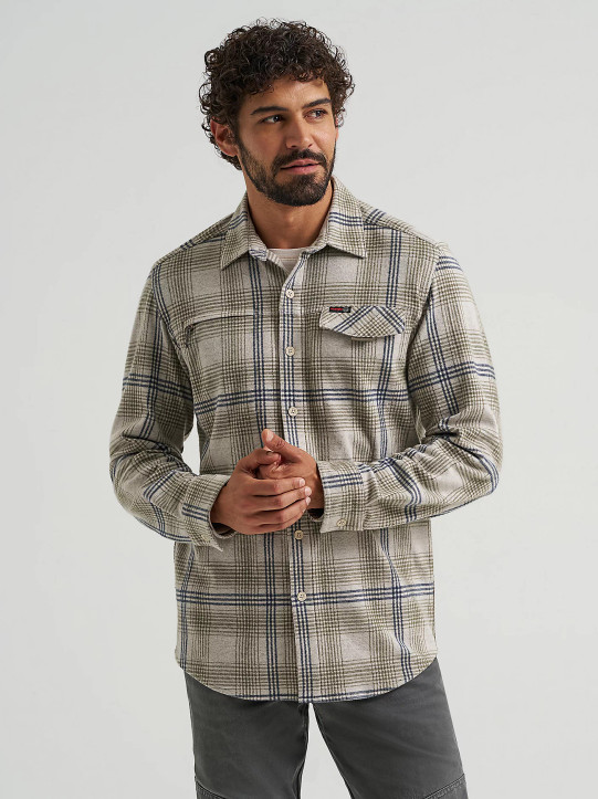 Wrangler ATG™ Men's Campsite Plaid Shirt - Stone Wrangler ATG™ Men's Campsite Plaid Shirt - Stone