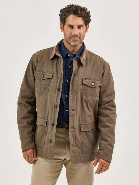 Wrangler Western Lined Canvas Barn Coat - Morel