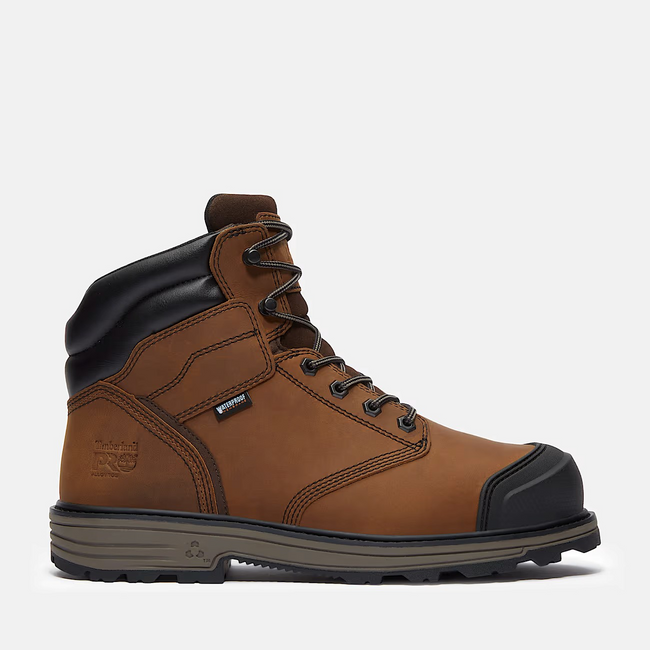 Timberland PRO Men's TiTAN Tasker 6" Alloy-Toe Waterproof Work Boot With Toe Bumper - Light Brown Full-Grain