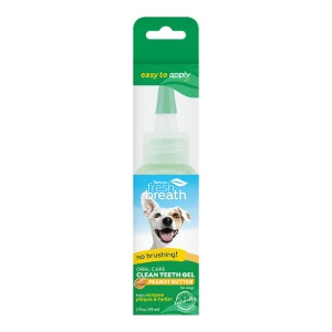 TropiClean Fresh Breath No Brushing Peanut Butter Flavor Clean Teeth Dental & Oral Care Gel for Dogs