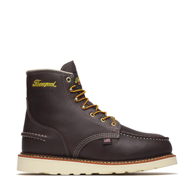 Thorogood Men's 1957 Series 6" Briar Pitstop Moc Toe Waterproof Maxwear Wedge Work Boot - Brown