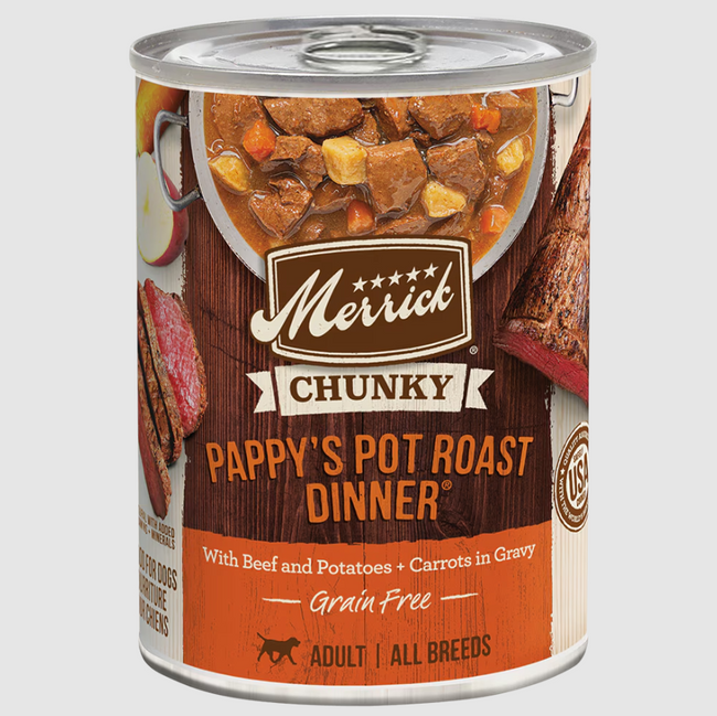 Merrick Chunky Pappy's Pot Roast Canned Dog Food 