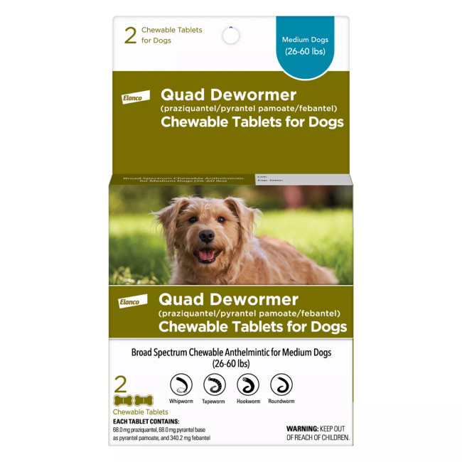 Elanco Quad Dewormer 2-pack Medium Dog