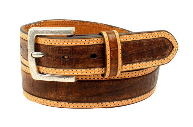 Ariat Western Belt Men's Croco Print - Brown