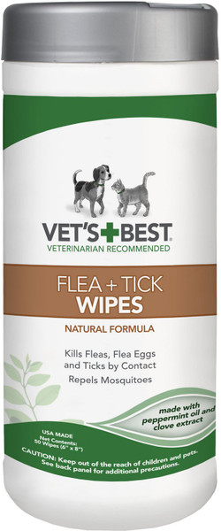 Vet's Best Flea & Tick Wipes for Dogs & Cats 50 count