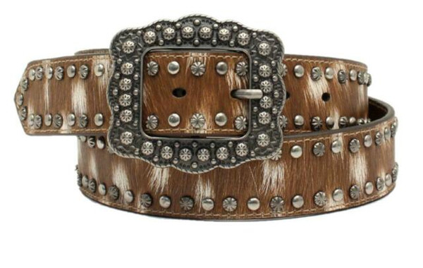 Angel Ranch Western Belt Womens Leather Studs DA1034 Dark Brown