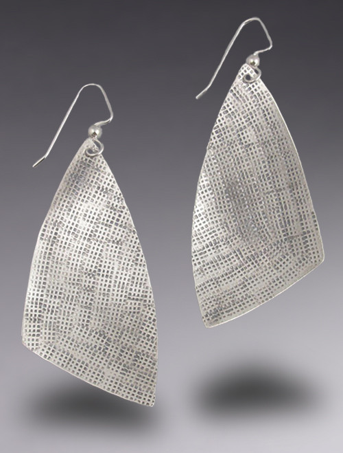  MOD Sterling Silver Triangle Earring with Hand Stamped Texture
