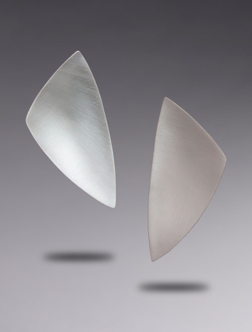 MOD Triangle Sterling Silver Post Earrings with Brushed finish