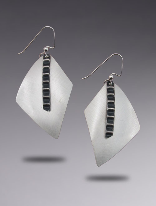 New Geometric Sterling Silver Drop Earring with Brushed Finish