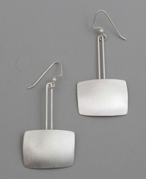 Dropped Brushed Rectangle Earrings