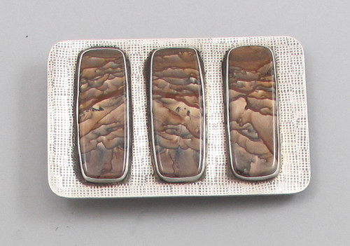 One of a Kind Biggs Picture Jasper & Sterling Silver Belt Buckle