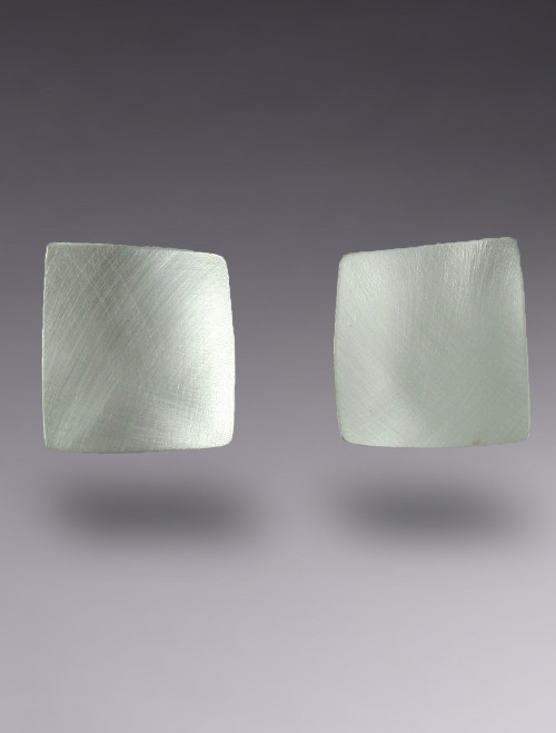 Concave Square Sterling Silver Earring with Brushed Finish