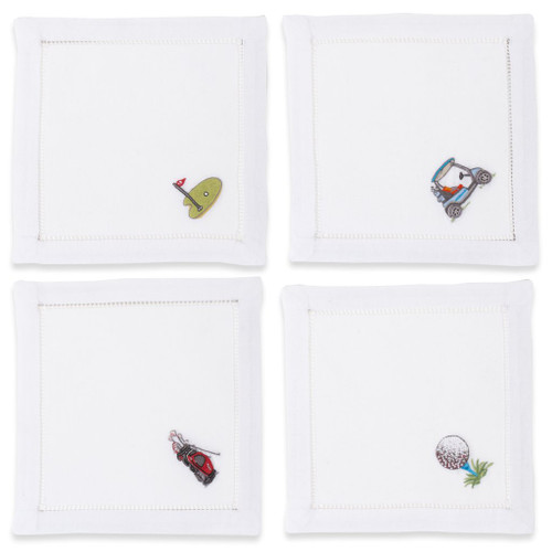 Henry Handworks Golf Mixed Cotton Cocktail Napkin - Set of 4
