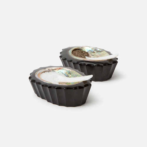 Blue Pheasant Tilda Black/Abalone Resin/Shell Pinch Bowls Boxed - Set of 4