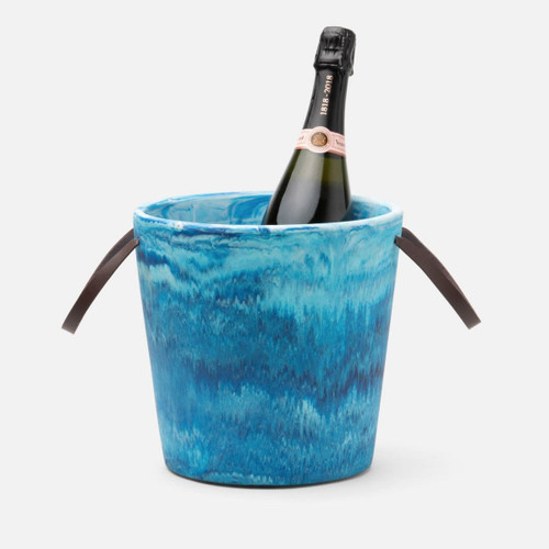 Blue Pheasant Wesley Blue Swirled Resin Champagne Bucket