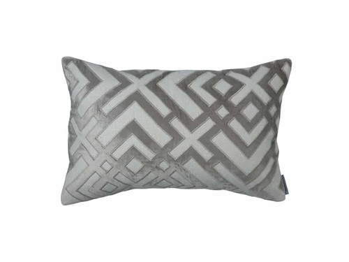 Lili Alessandra Karl Sm. Rect. Pillow / Ivory Basket Weave / Platinum Velvet 14X22