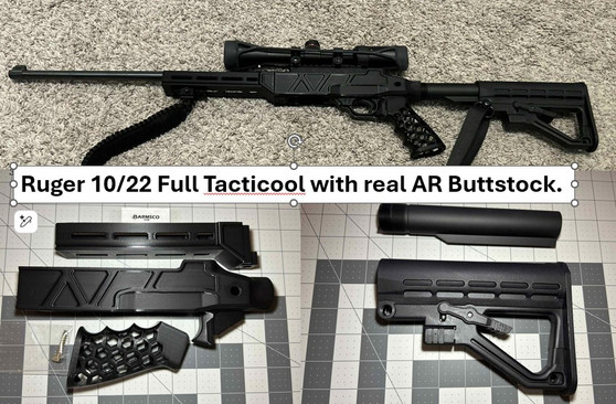 Ruger 10/22 AR style stock with MLOK with Aluminum buffer tube and AR buttstock Ruger 10/22 AR style stock with MLOK with Aluminum buffer tube and AR buttstock