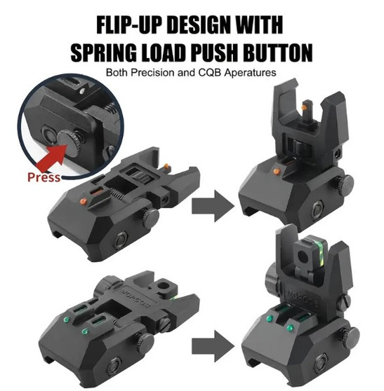 Picatinny Flip-up Sights, Fiber Optics with Dual Aiming Mode