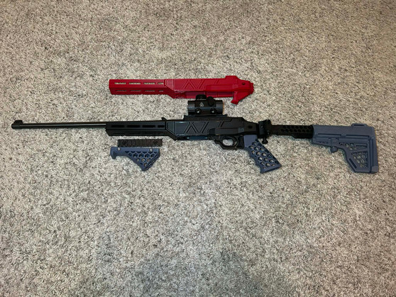 Ruger 10/22 AR style 1913 fixture with folding hex buffer tube Buttstock