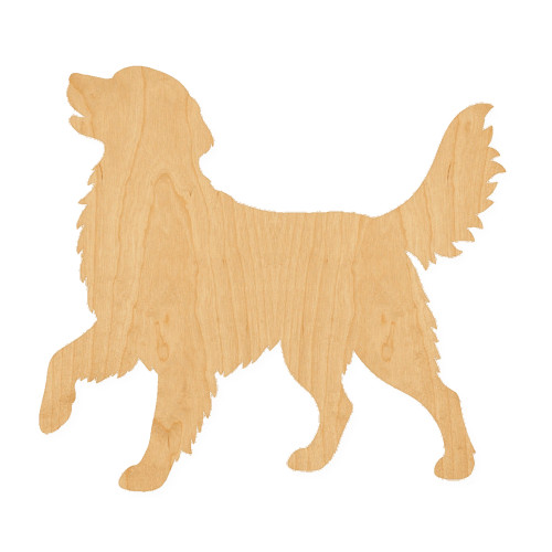 Golden Retriever Wood Cutout for Crafts, Unfinished Baltic Birch Craft Shape